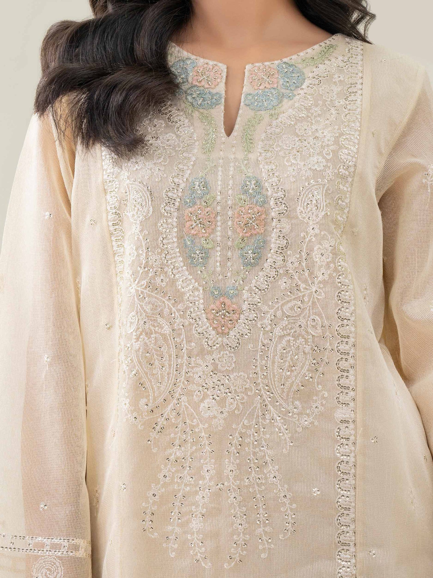 3 Piece Rajjo Net Suit-Embroidered (Pret)