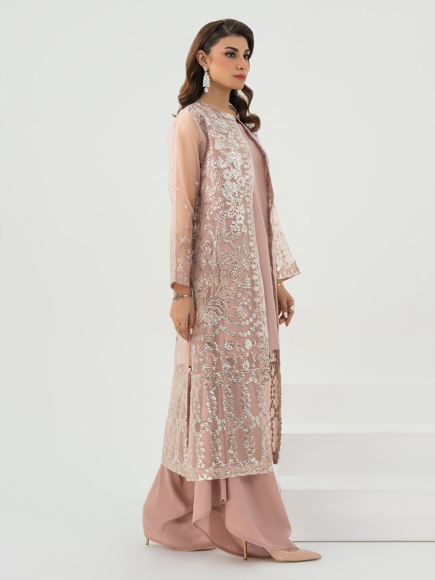 3 Piece Organza Suit-Embroidered (Pret)