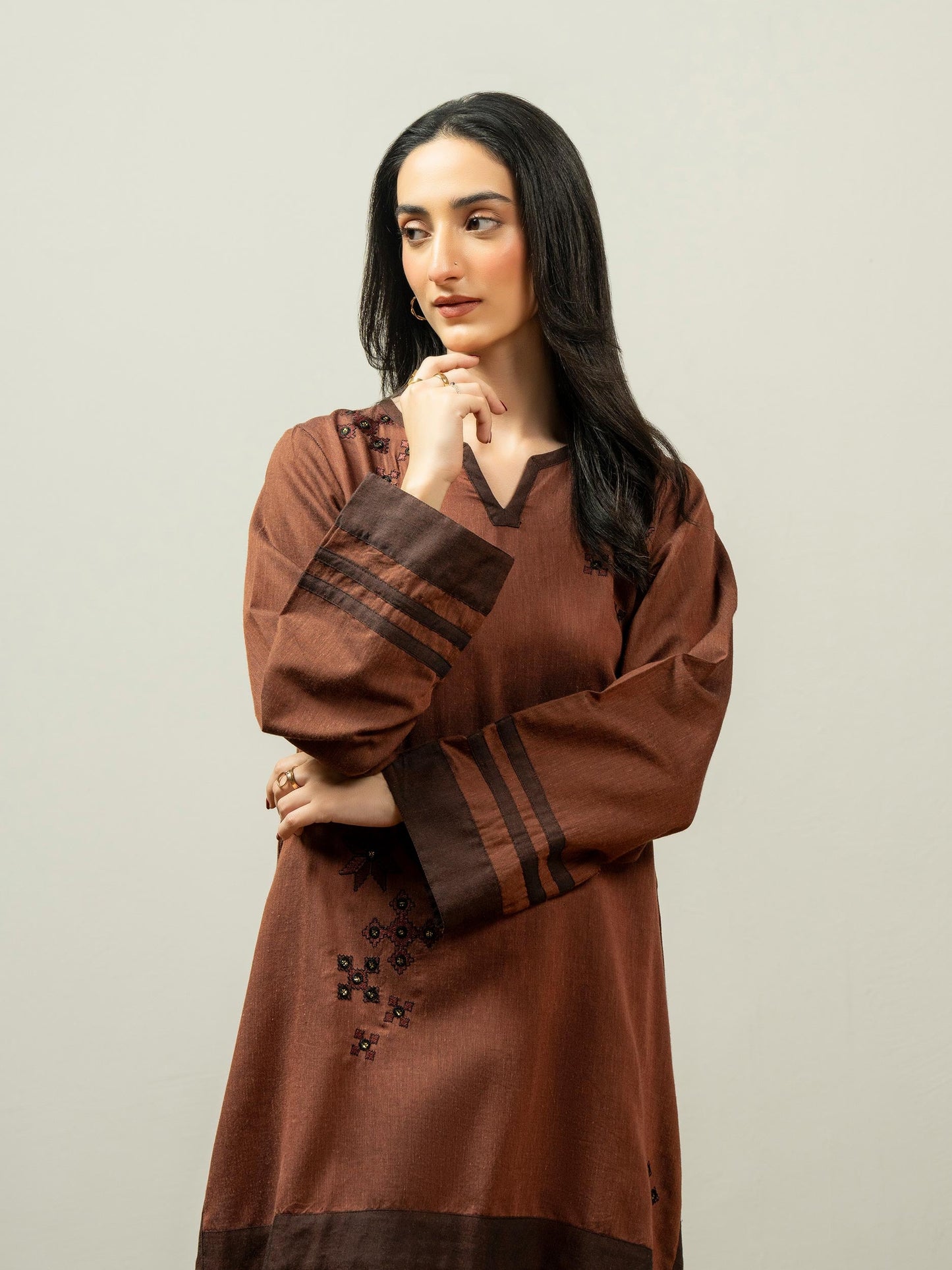 Yarn Dyed Kurti-Embroidered (Pret)