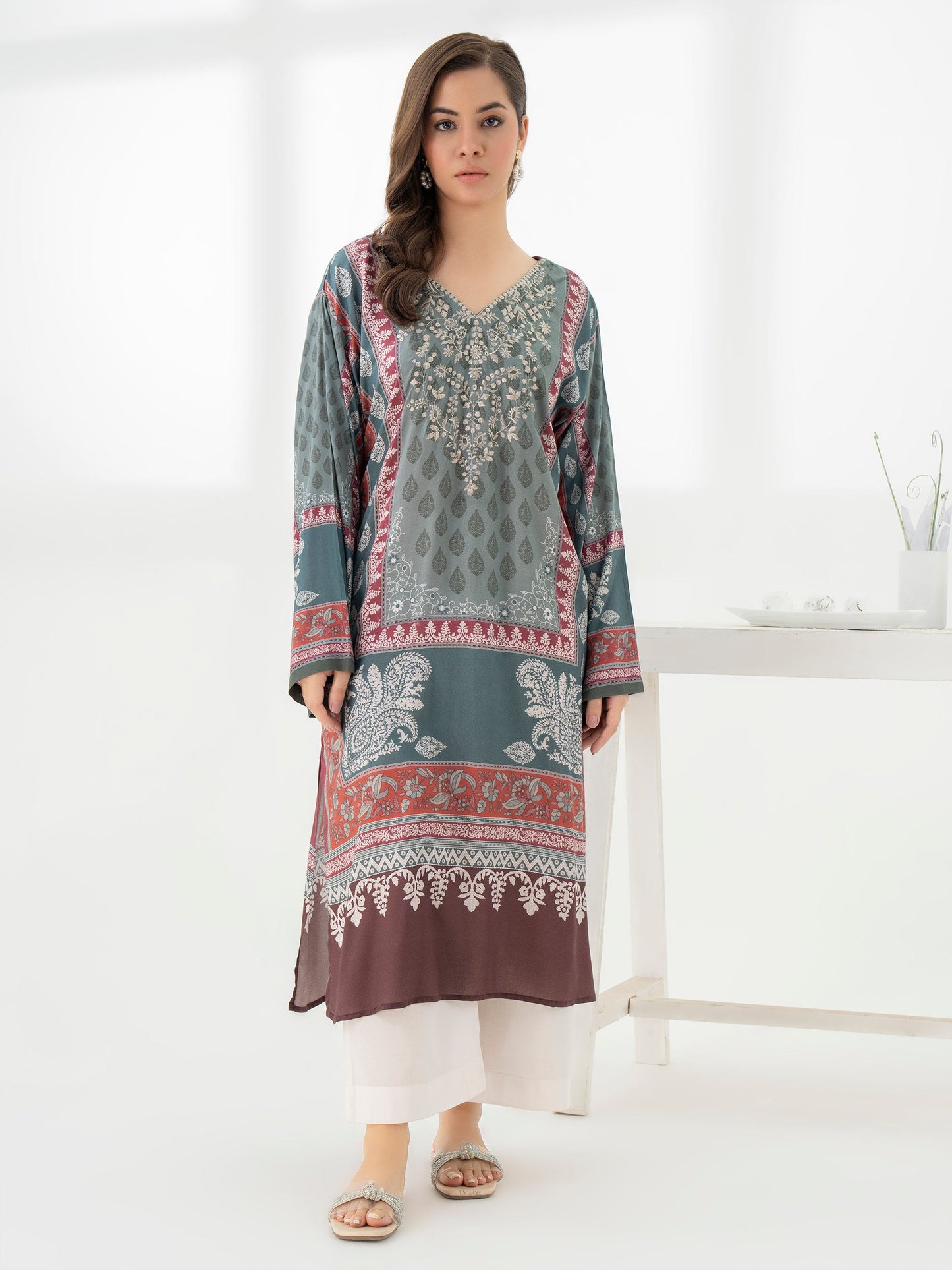 Viscose Shirt-Embroidered (Pret)