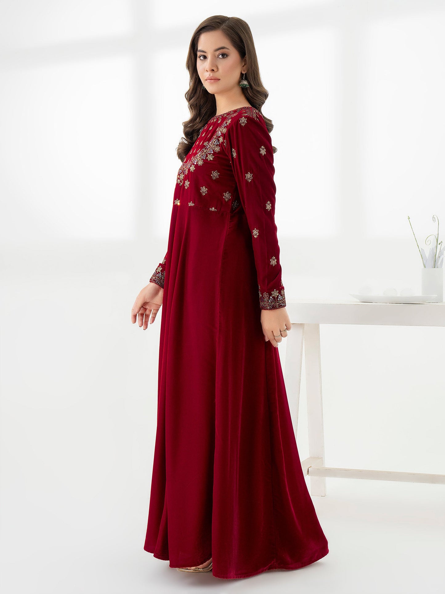 Velvet Frock-Embroidered (Pret)