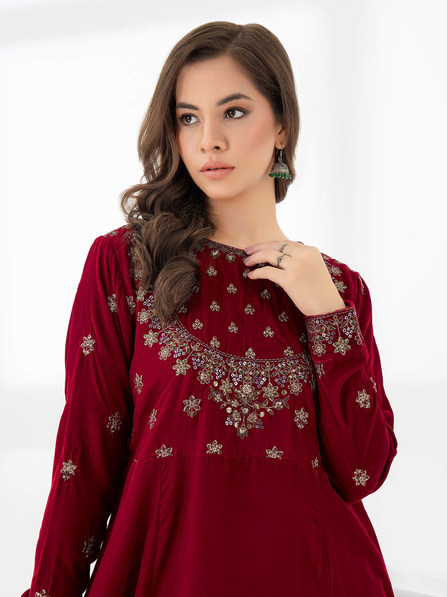 Velvet Frock-Embroidered (Pret)