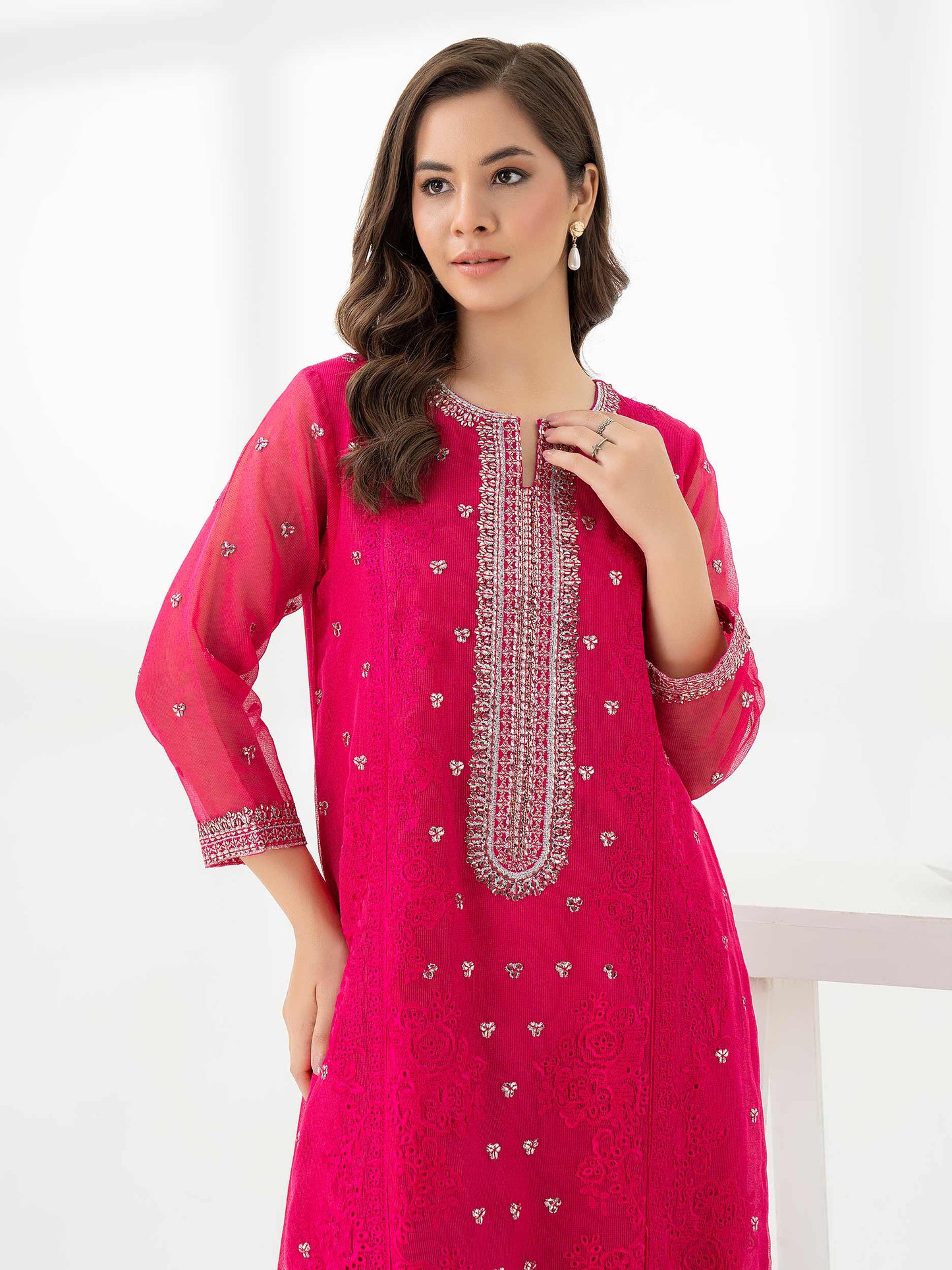 2 Piece Net Suit-Embroidered (Pret)