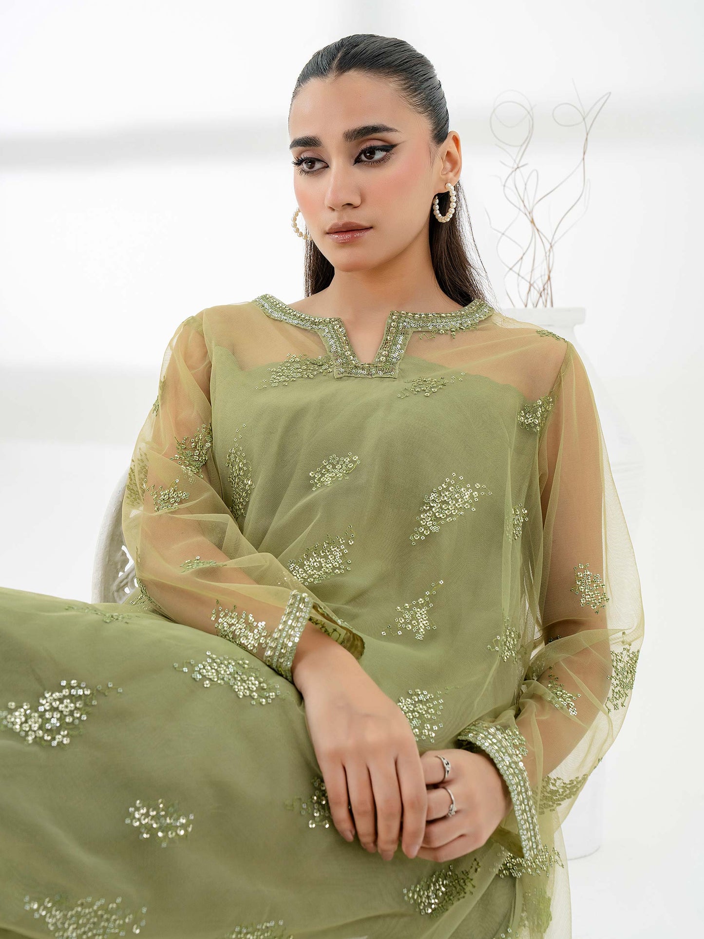 2 Piece Net Suit-Embroidered (Pret)