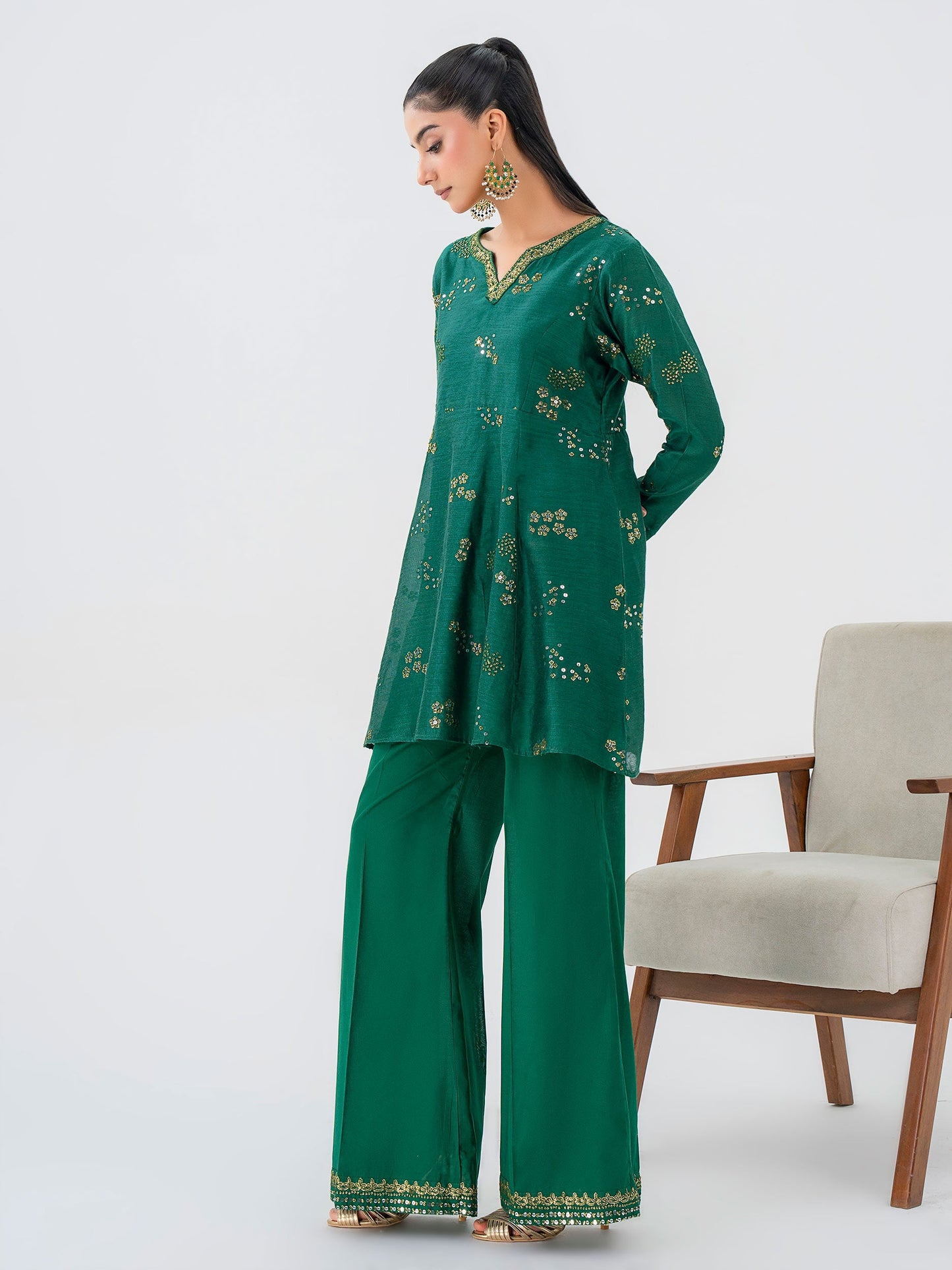 2 Piece Net Suit-Embroidered (Pret)