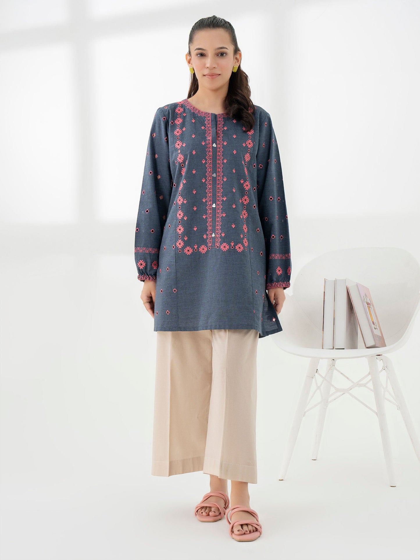 Yarn Dyed Kurti-Embroidered (Pret)