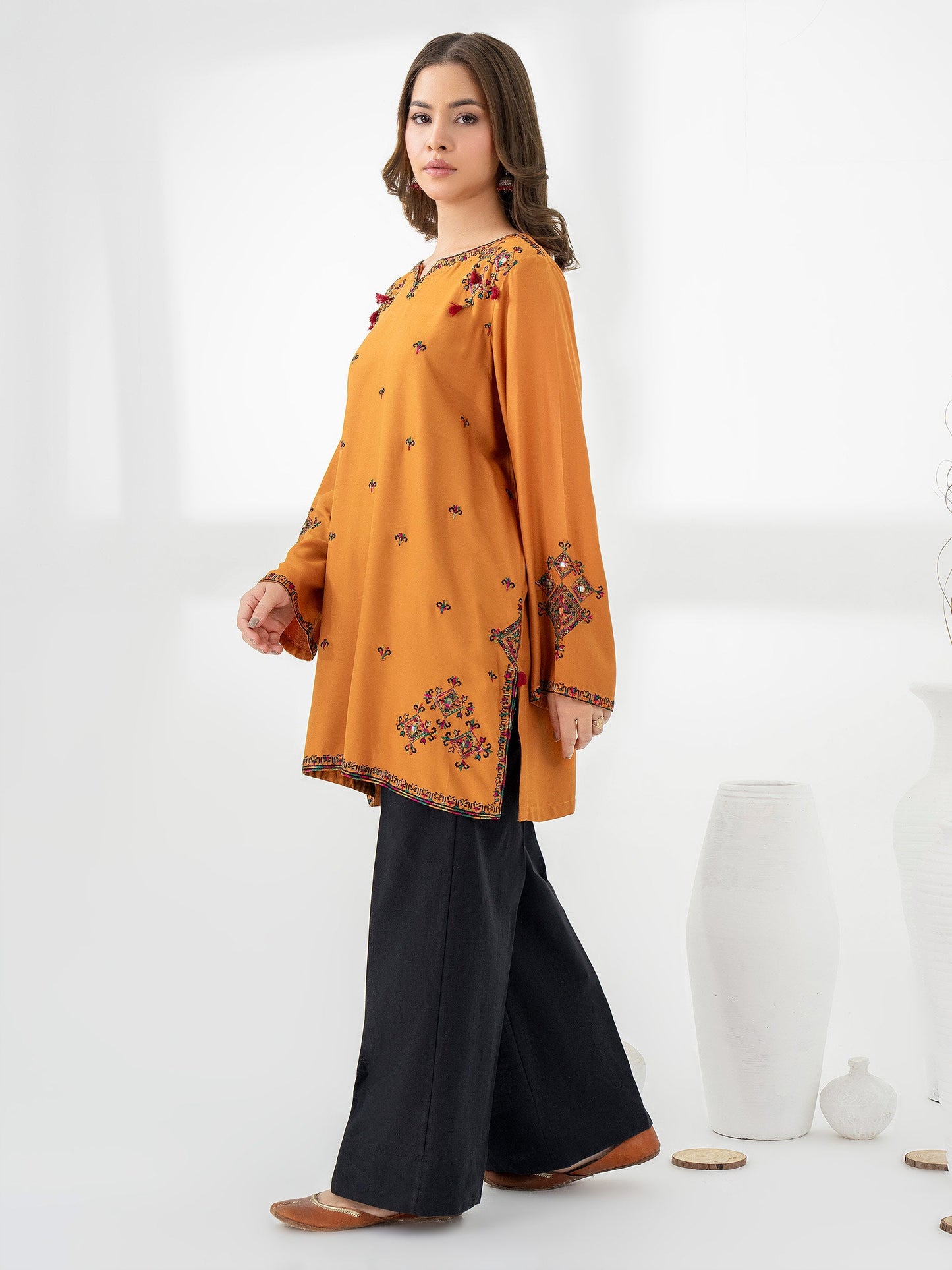 Crepe Kurti-Embroidered (Pret)