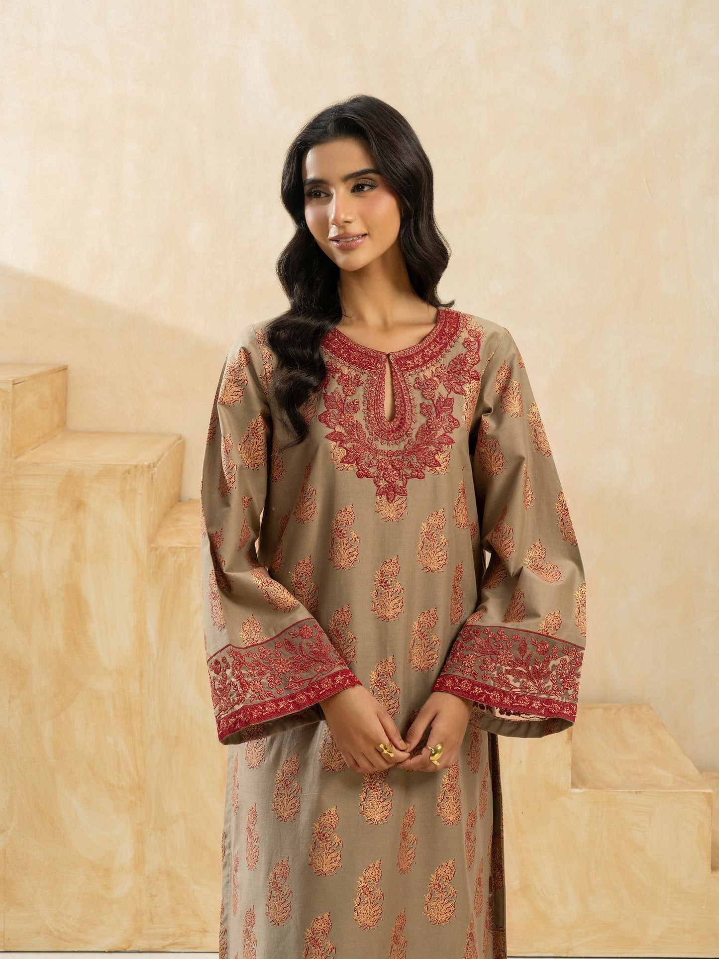 2 Piece Winter Cotton Suit-Embroidered (Pret)