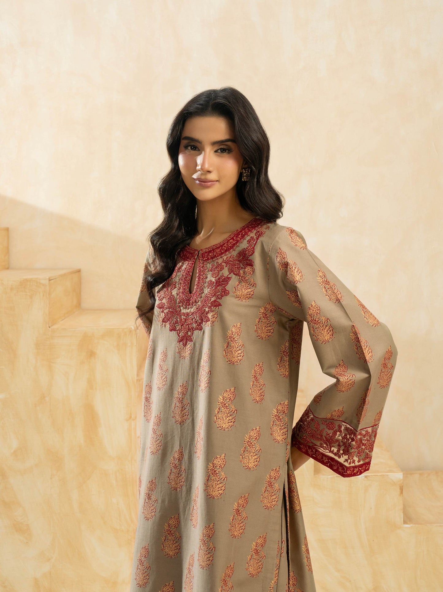 2 Piece Winter Cotton Suit-Embroidered (Pret)