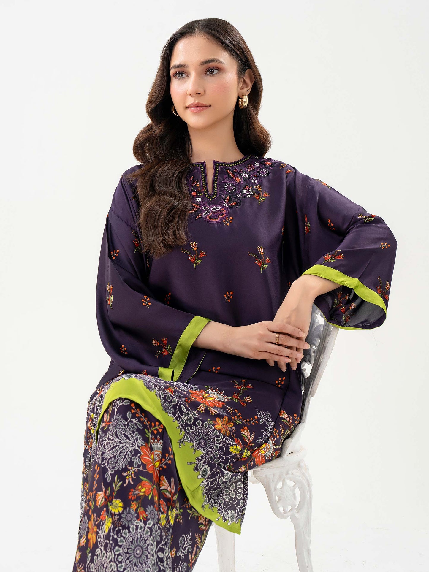 2 Piece Silk Suit-Embroidered (Pret)