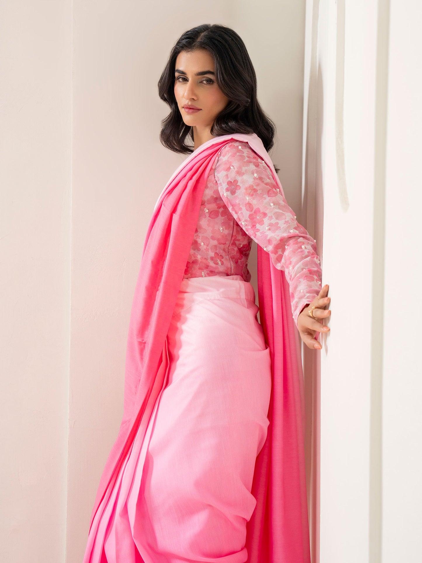 2 Piece Voile Saree-Embroidered (Pret)