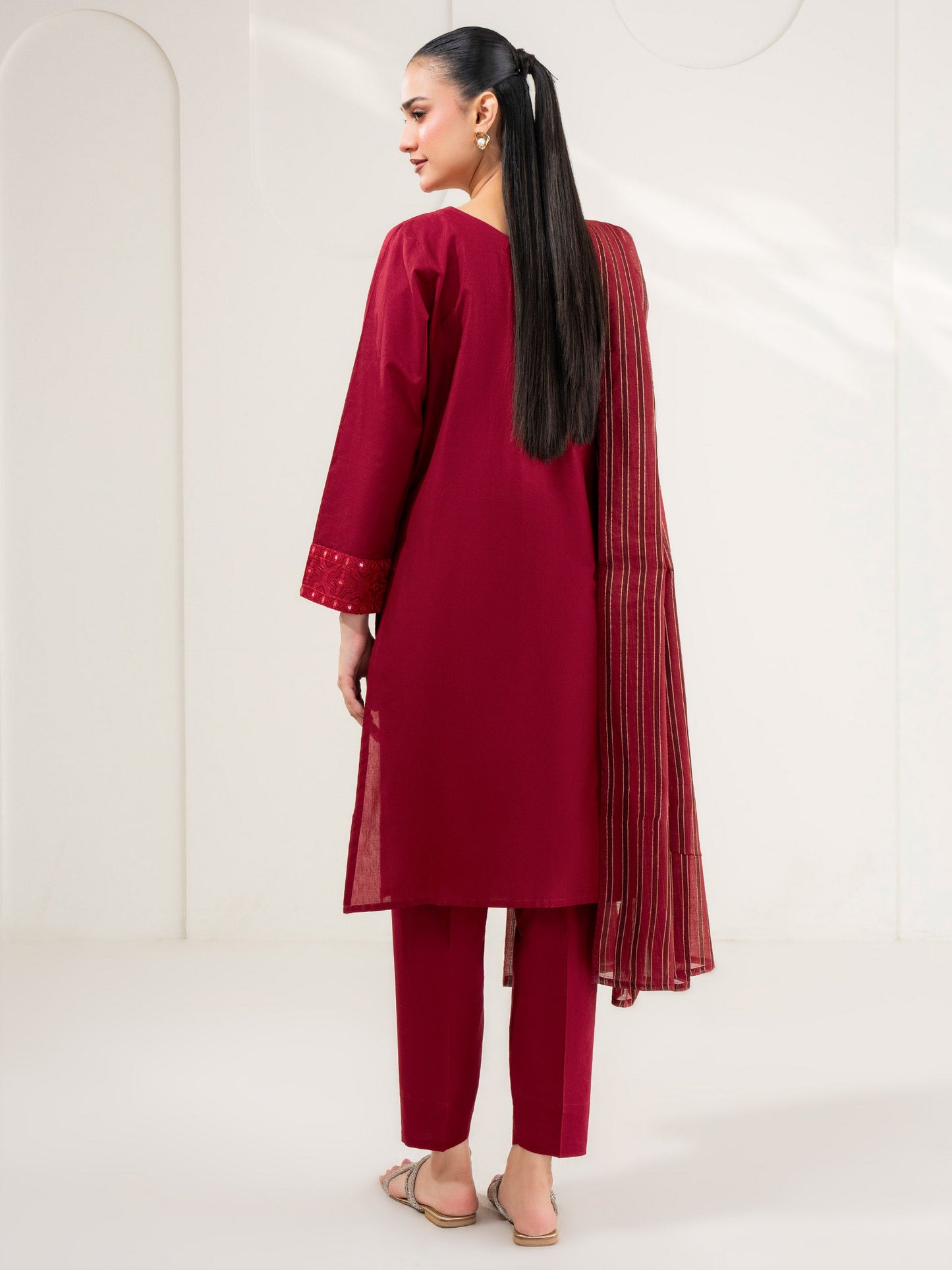 3 Piece Cambric Suit-Embroidered (Pret)