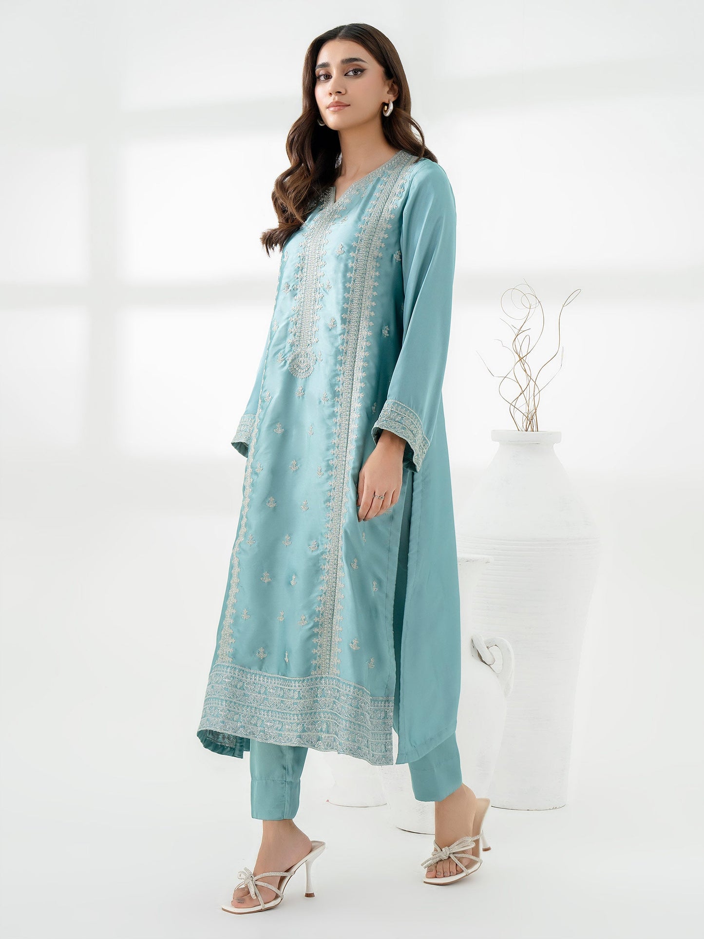 2 Piece Silk Suit-Embroidered (Pret)