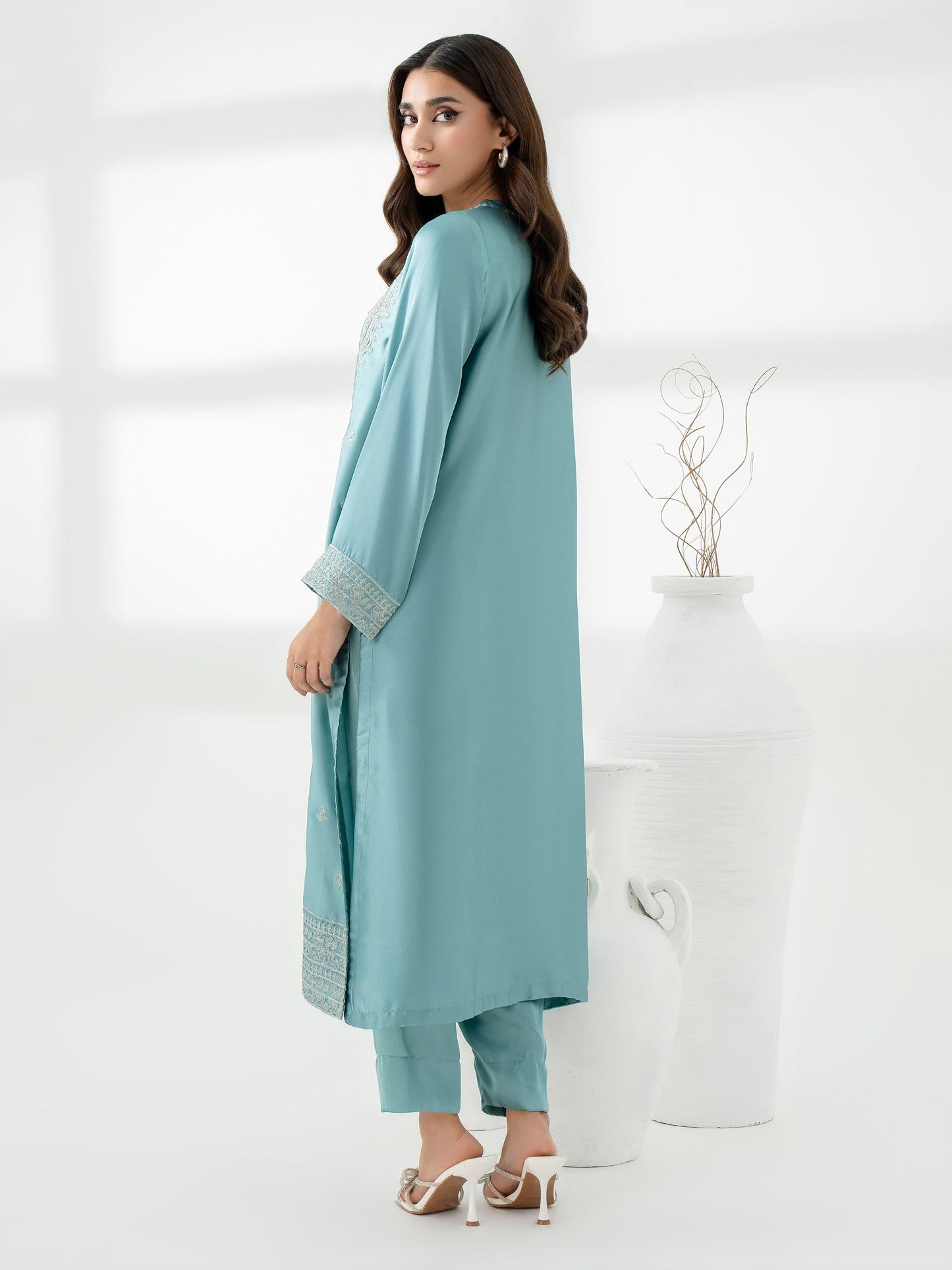 2 Piece Silk Suit-Embroidered (Pret)