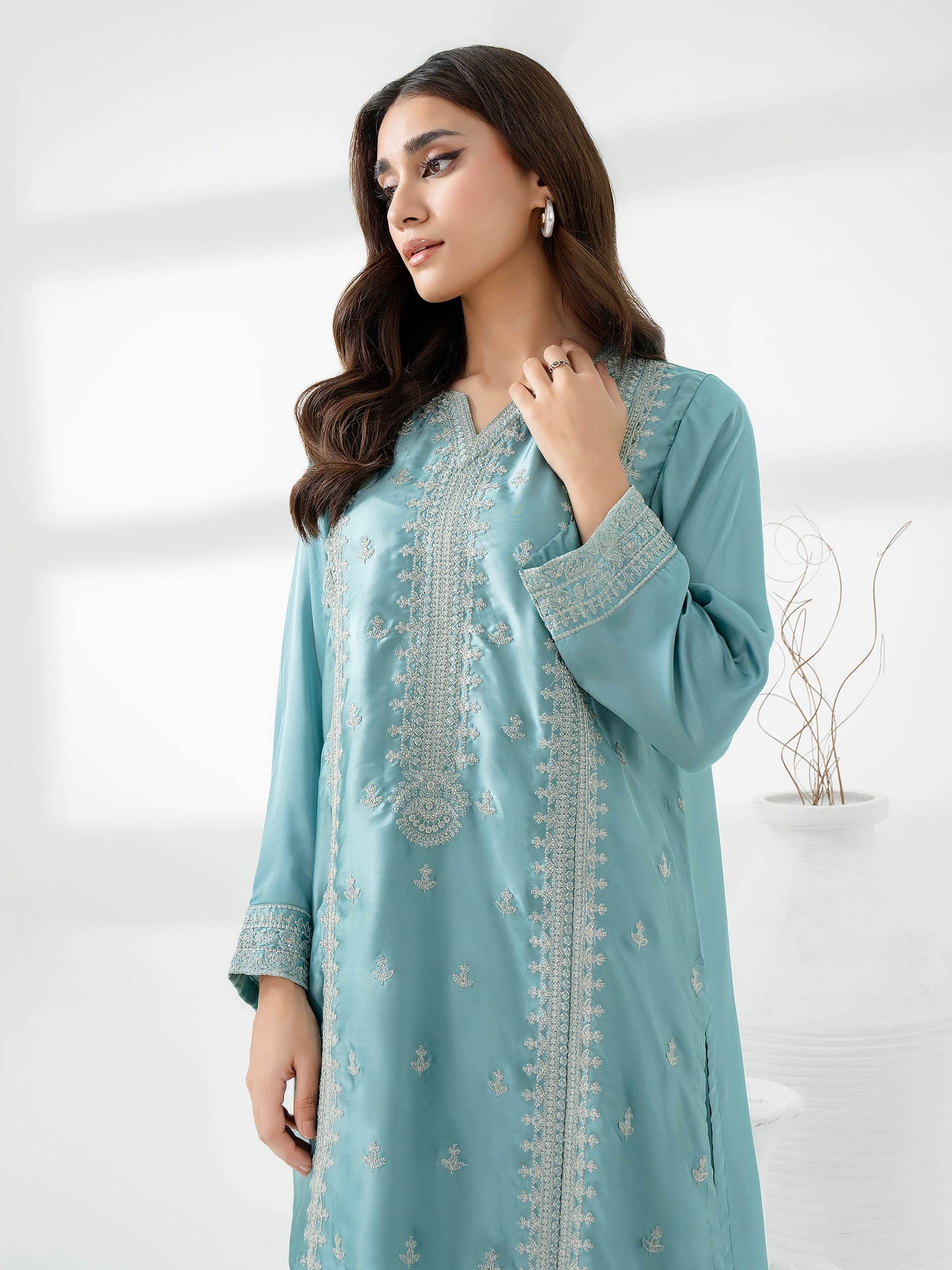 2 Piece Silk Suit-Embroidered (Pret)