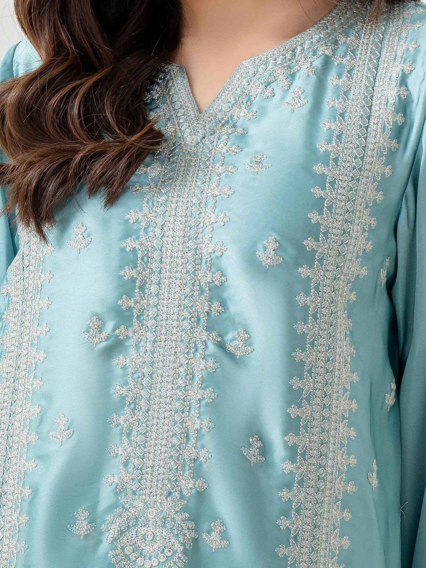 2 Piece Silk Suit-Embroidered (Pret)