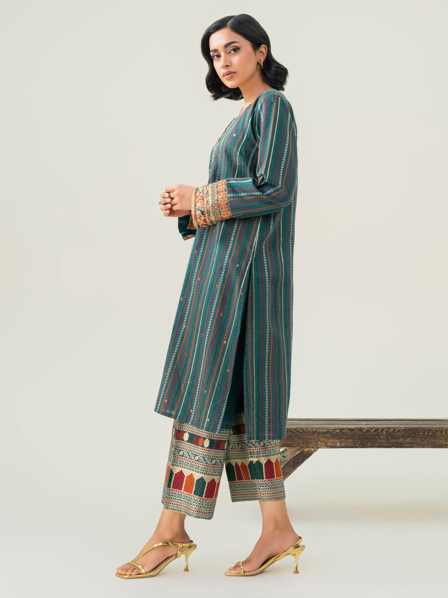 2 Piece Jacquard Suit-Embroidered (Pret)