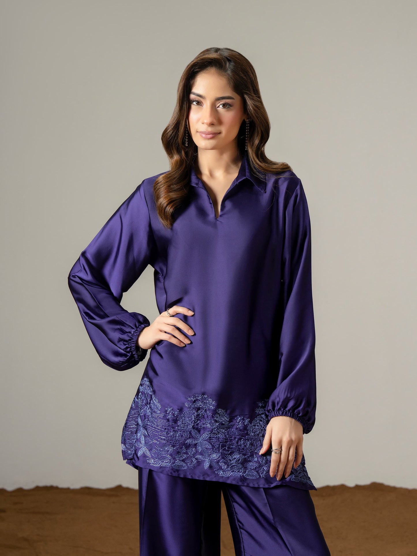 Silk Co-ord Set-Embroidered (Pret)