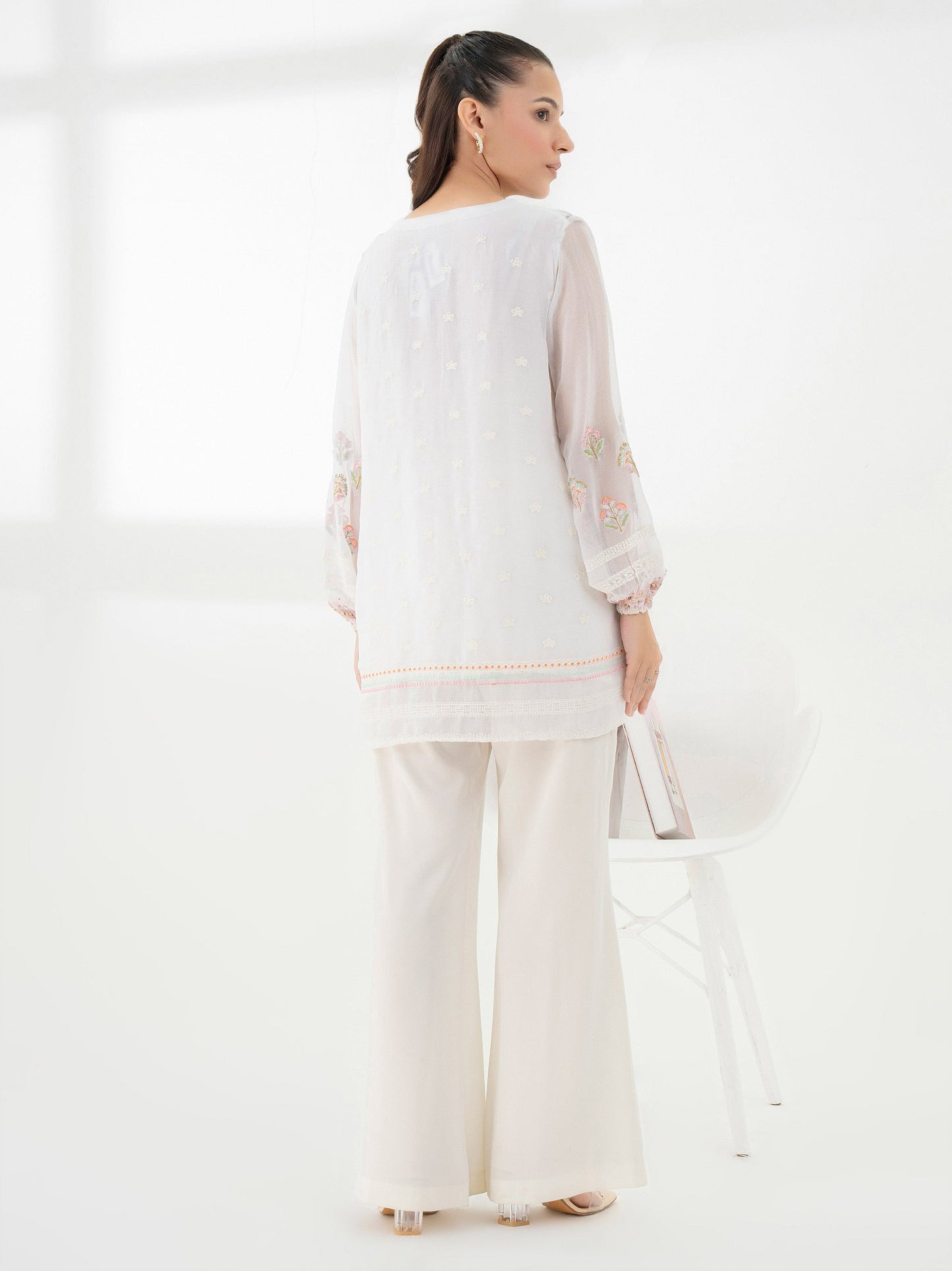 Embroidered Chiffon Top