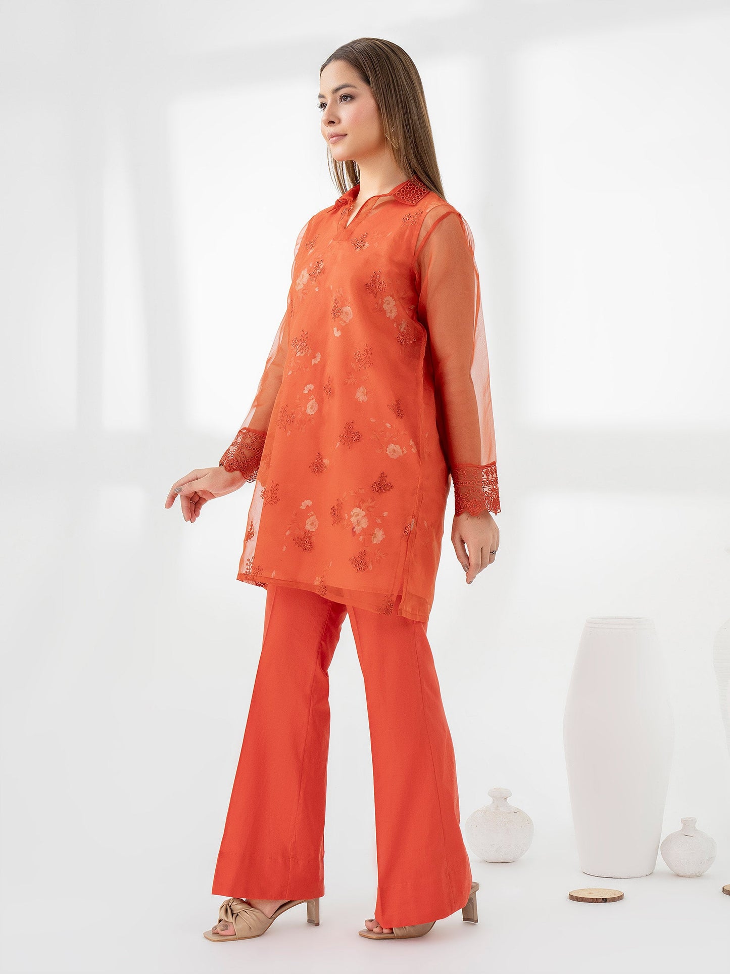 2 Piece Organza Suit-Embroidered (Pret)