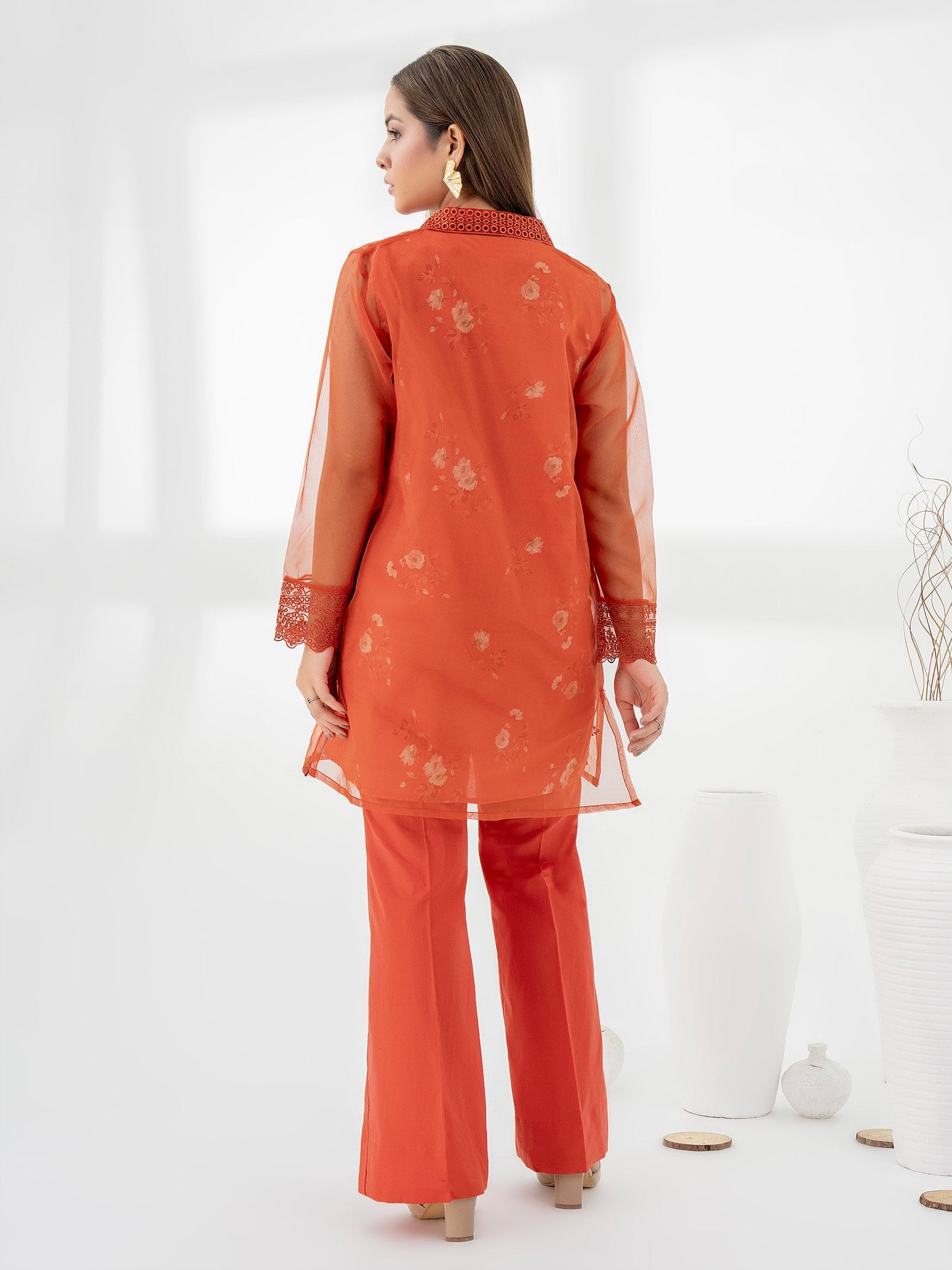 2 Piece Organza Suit-Embroidered (Pret)