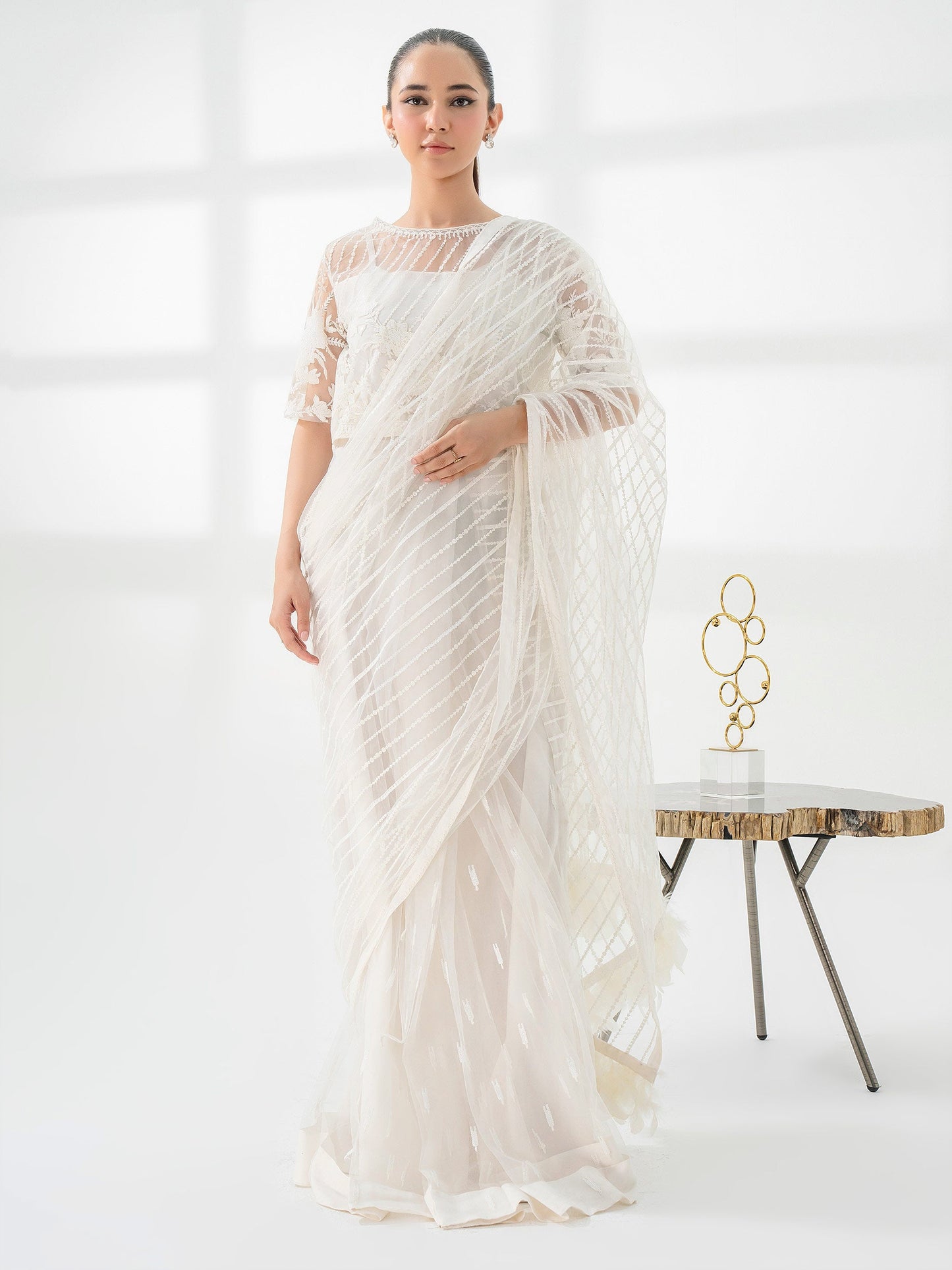 Net Saree-Embroidered (Pret)