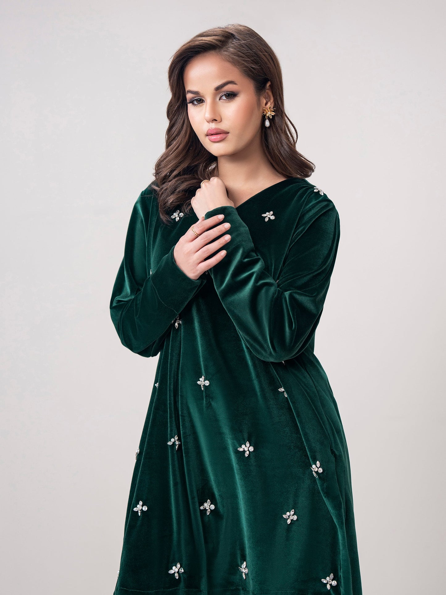 Velour Co-ord Set- Embroidered