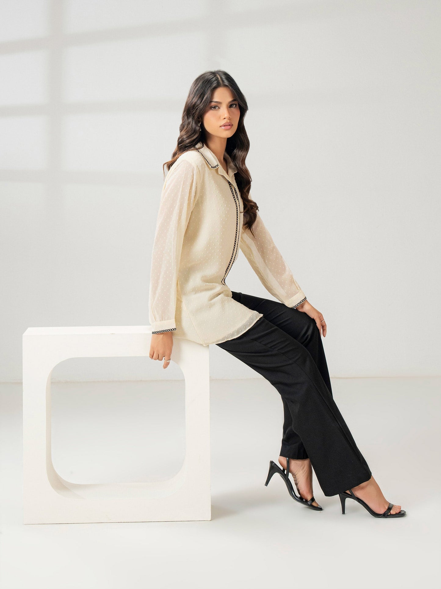 Embroidered Chiffon Top