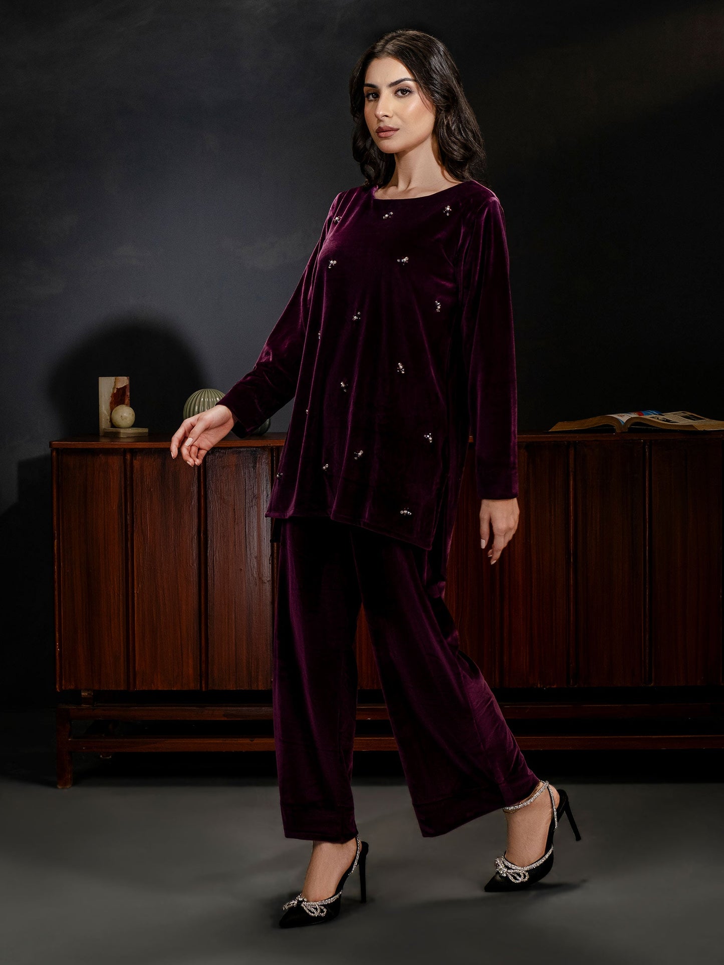 Embellished Velour Co-Ord Set