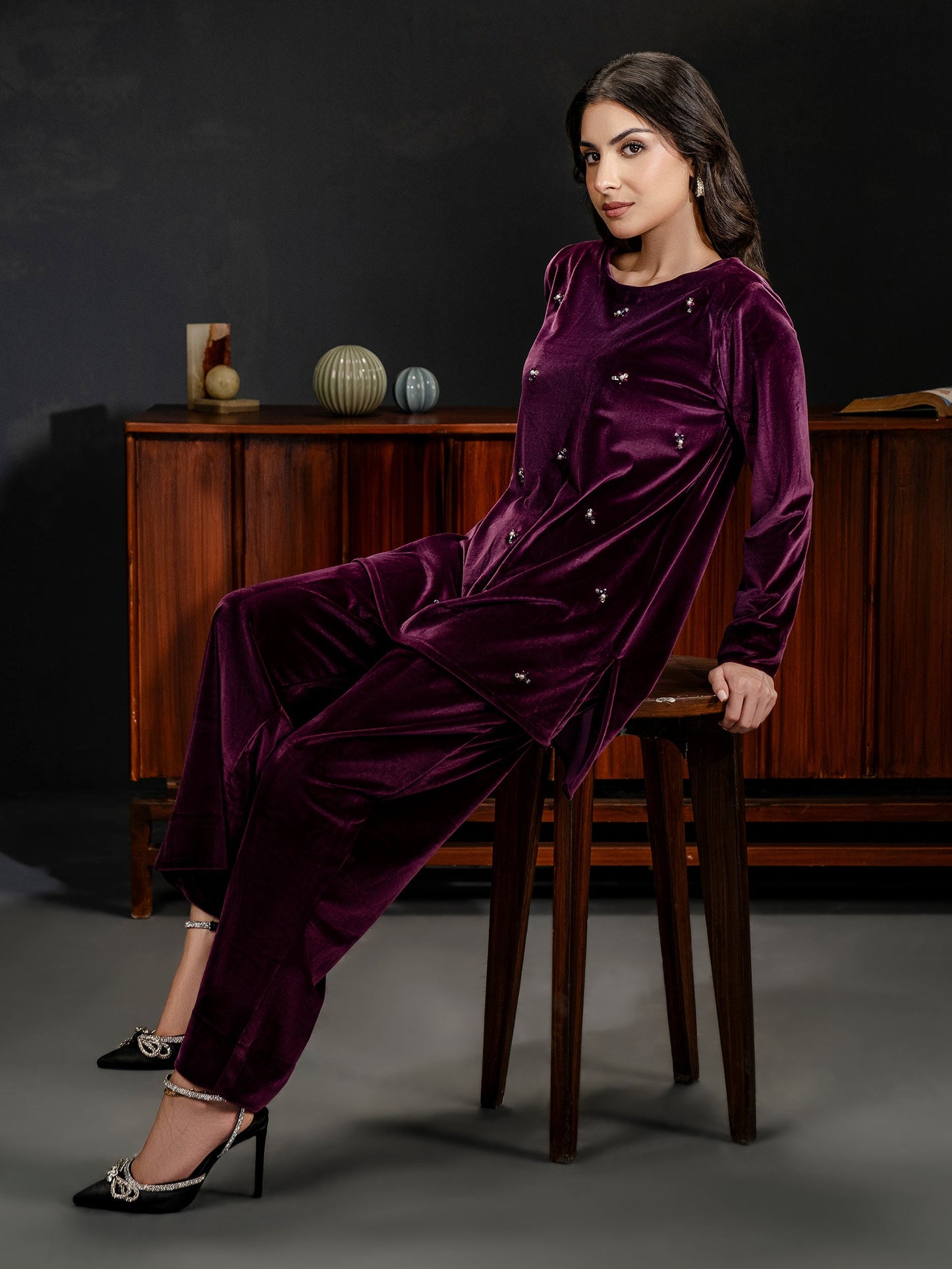 Embellished Velour Co-Ord Set