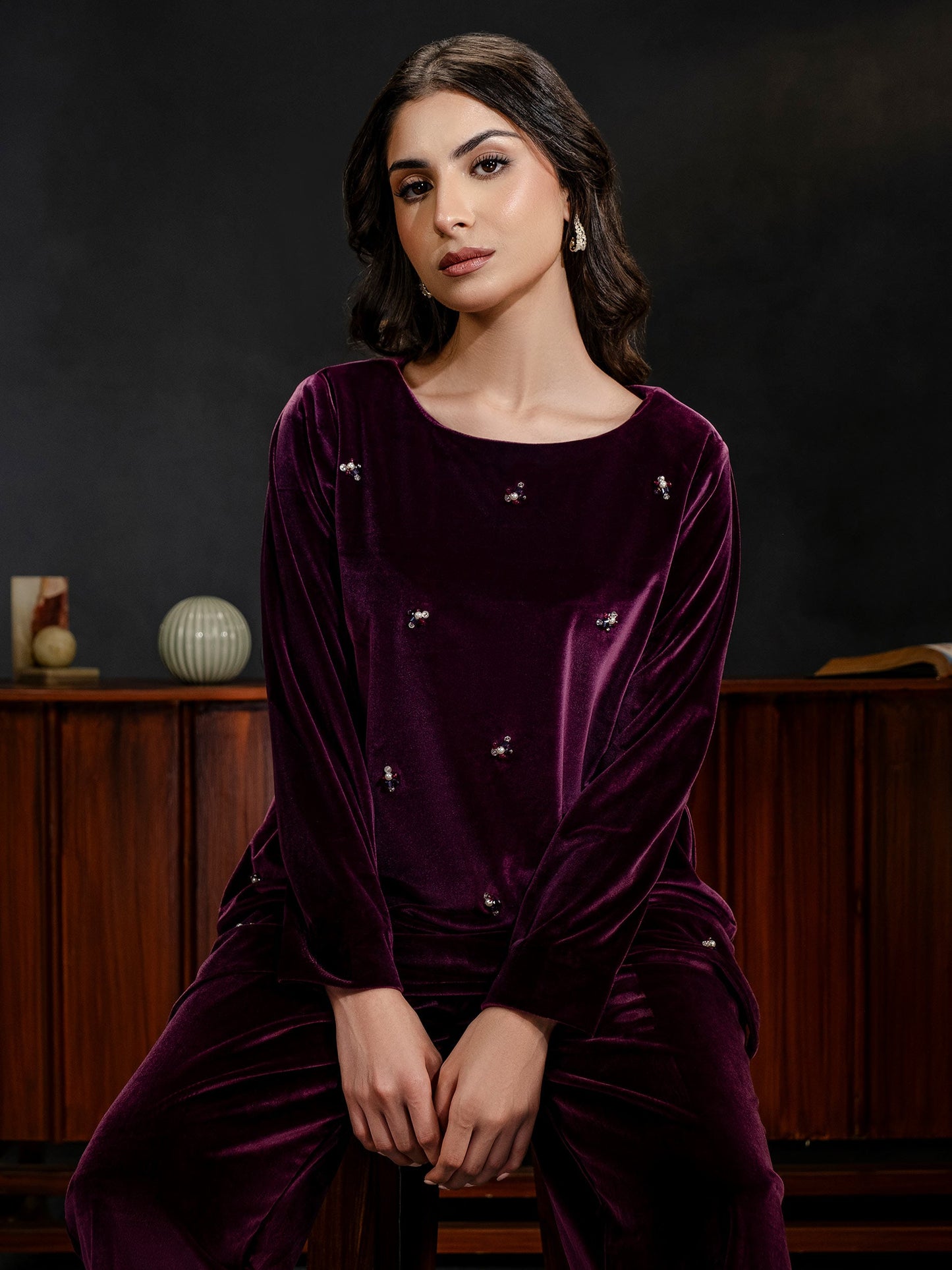 Embellished Velour Co-Ord Set