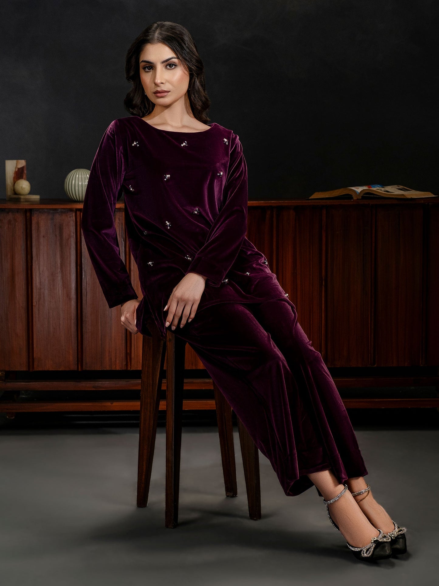 Embellished Velour Co-Ord Set