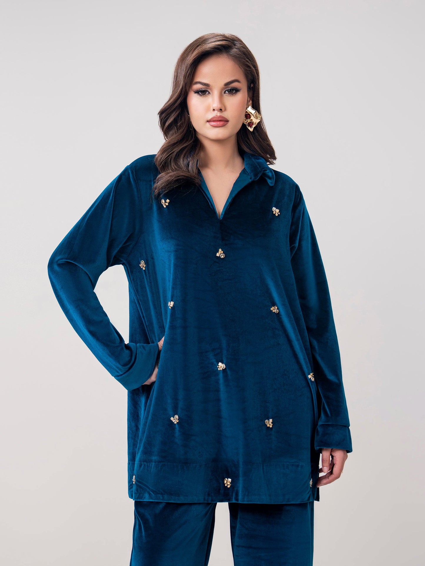 Velour Co-ord Set- Embellished