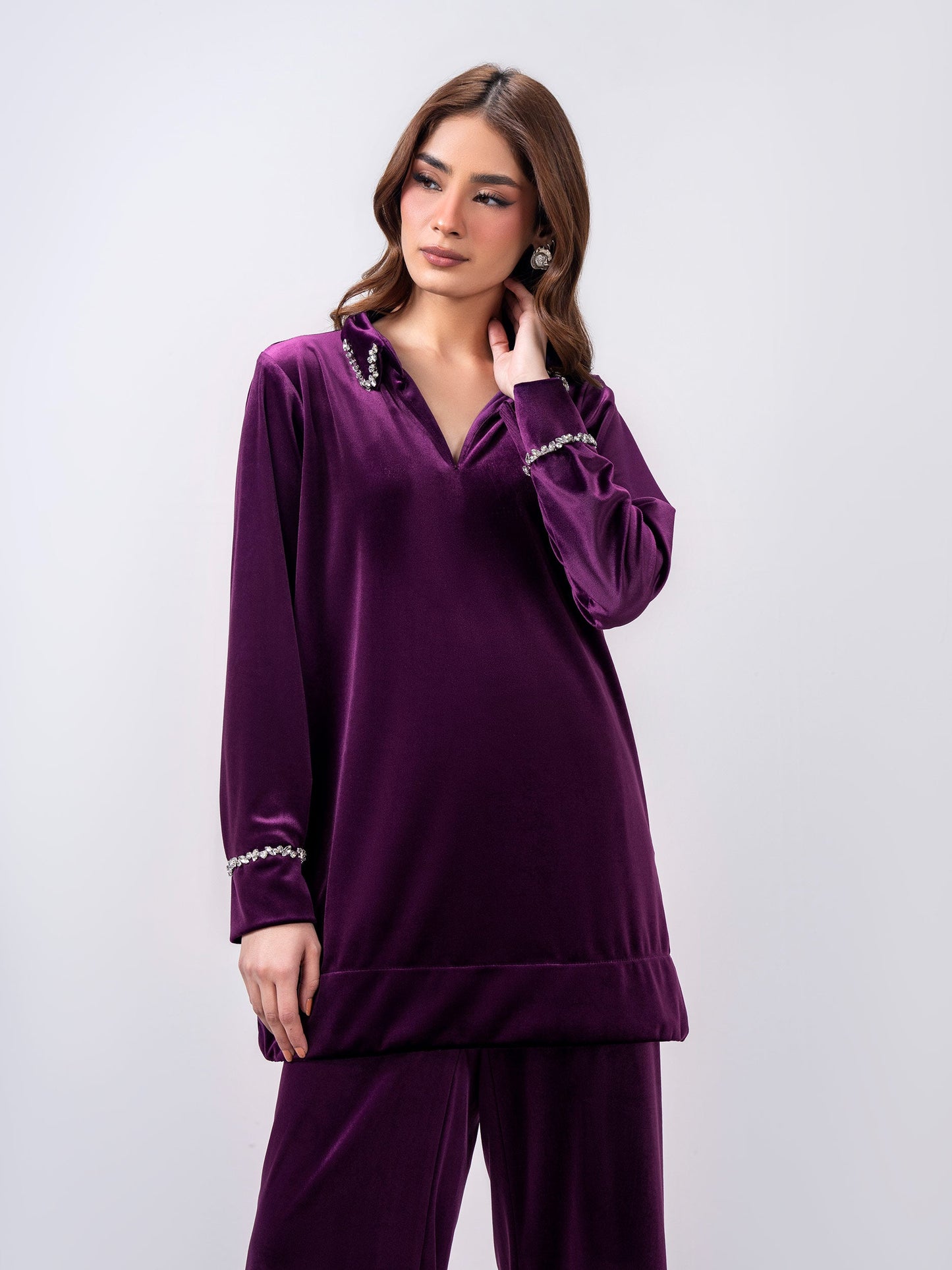 Velour Co-ord Set- Embellished