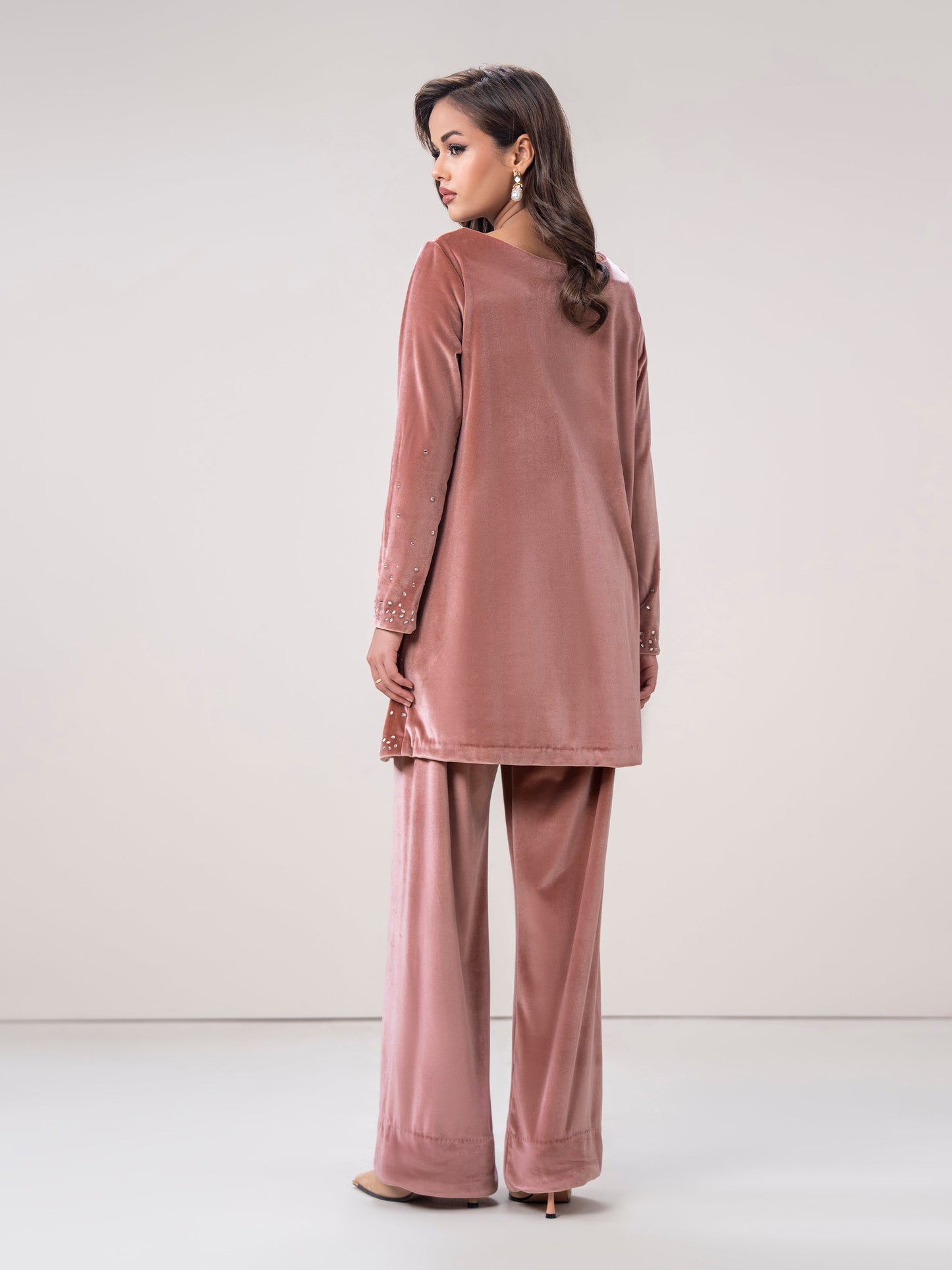 Velour Co-ord Set- Embroidered