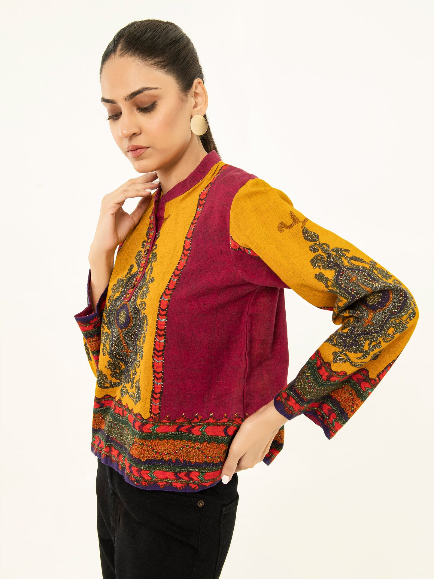 Printed Khaddar Top