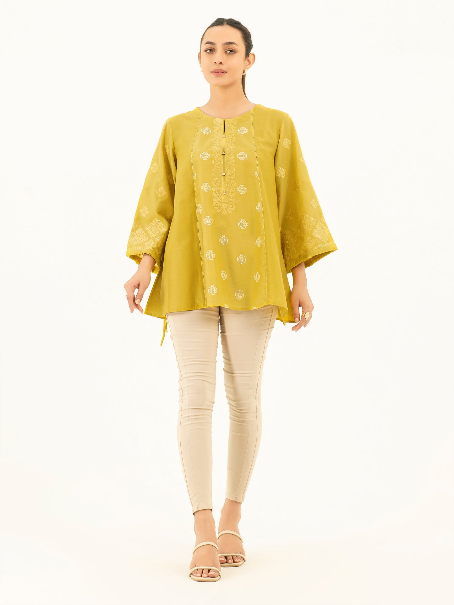 Satin Kurti-Embroidered (Pret)