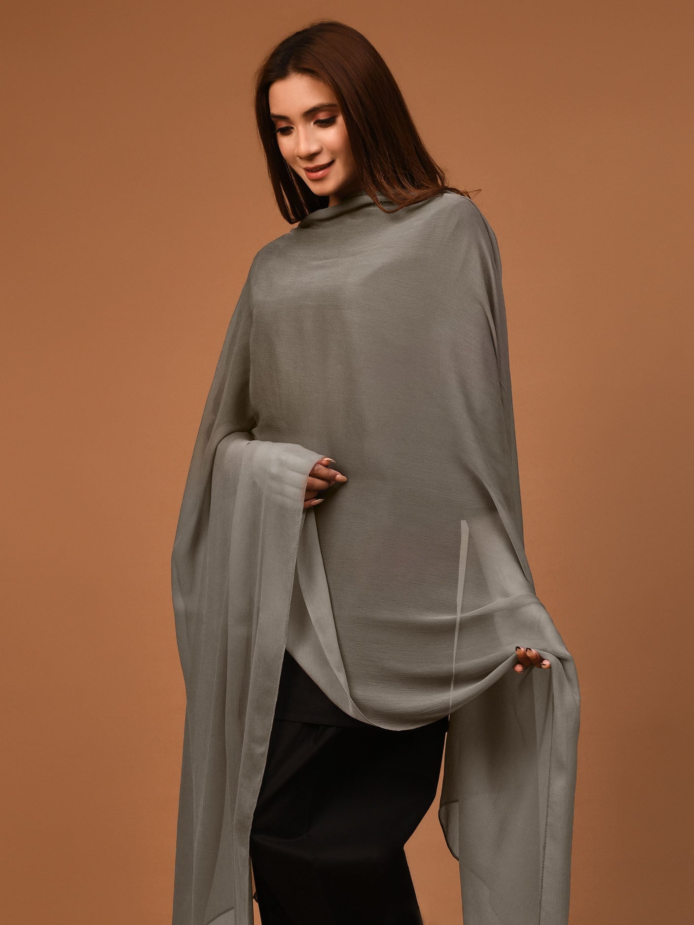 Chiffon Dupatta - Grey